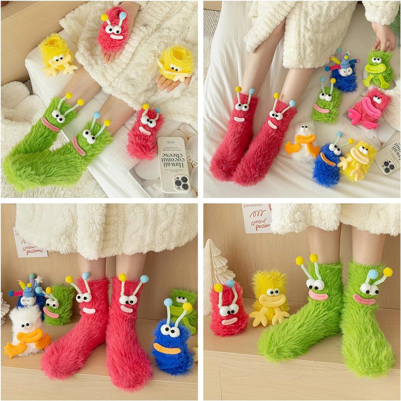 TFTSR Crazy Funny Fuzzy Silly Socks for Kids Women,Girls Fluffy Slipper Novelty Fun Socks,Boy Men Cute Cozy Soft Animal Sock - Image 4
